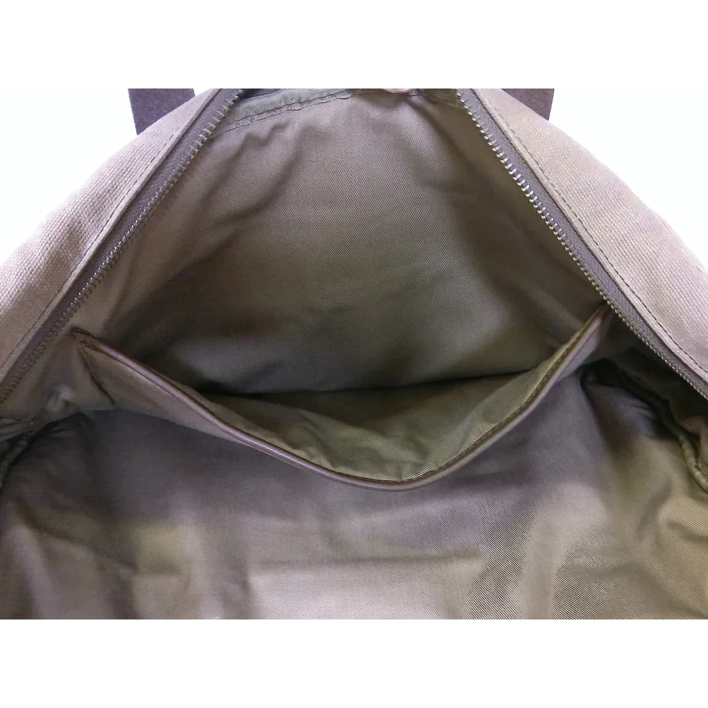 Tumi T-Tech Waxed Canvas Messenger Bag Briefcase Khaki Brown Leather Trim
